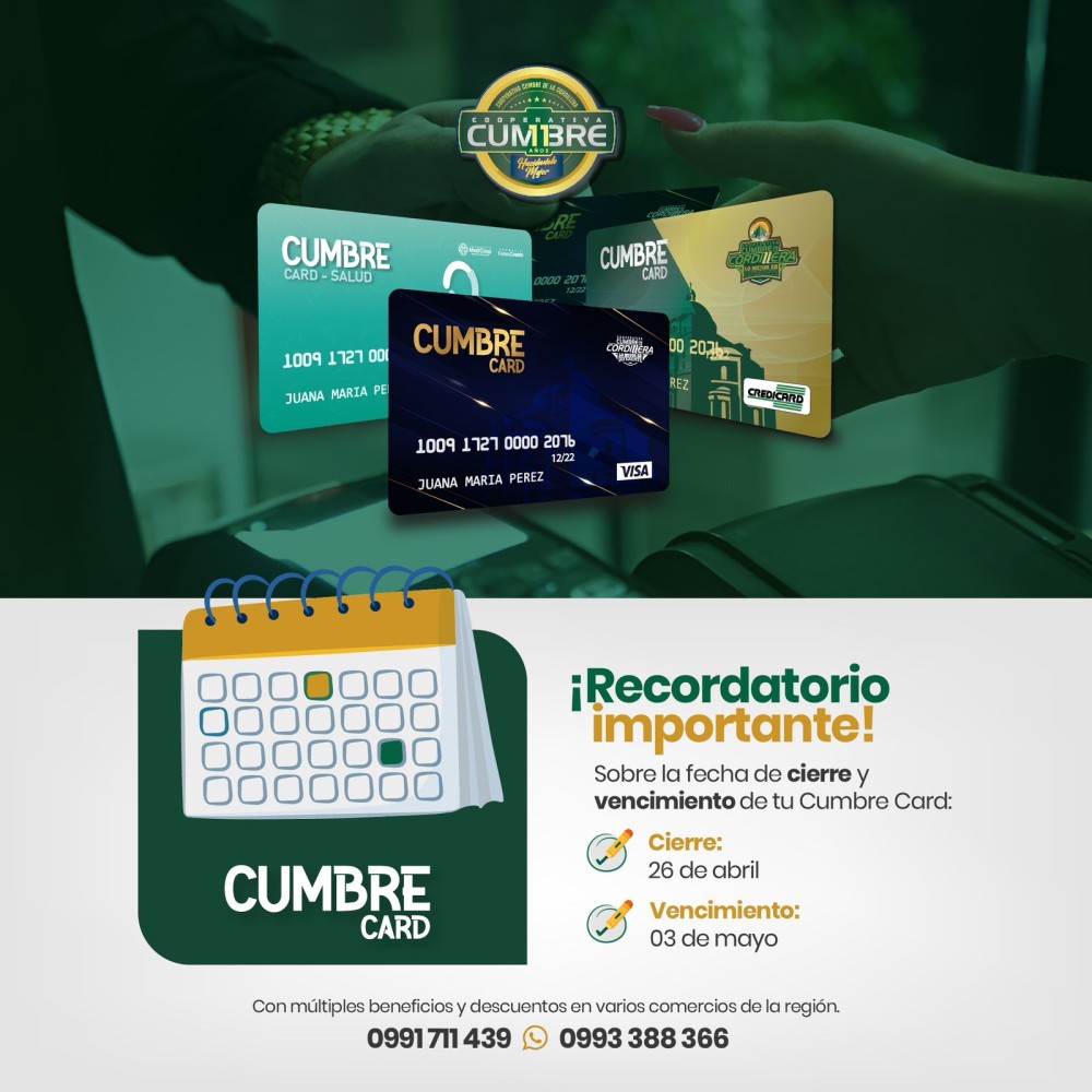 Tarjetas de crédito Cumbre